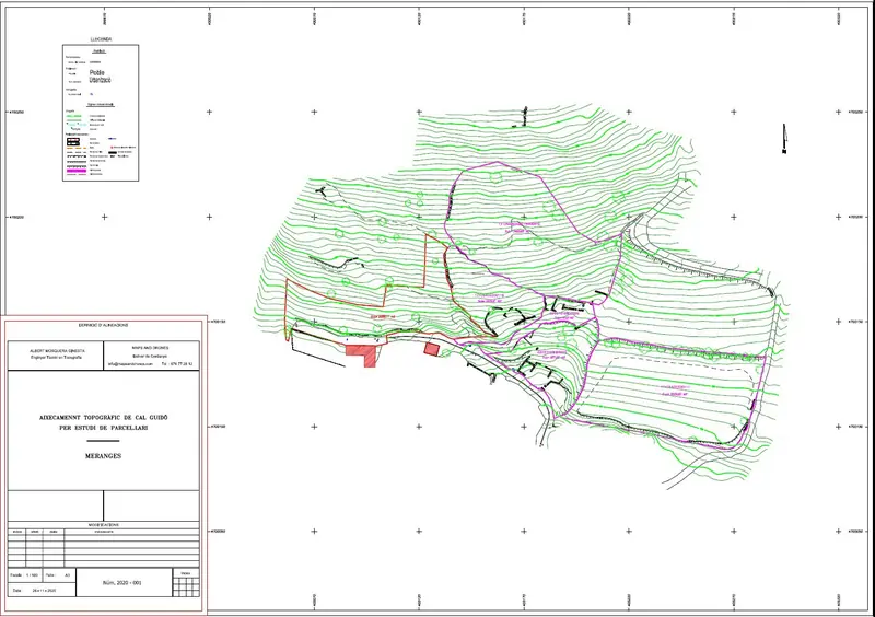 Cartografia amb corbes de nivell i anotacions
